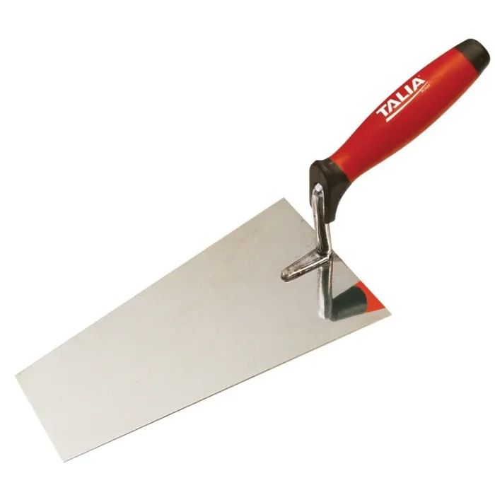 Truelle lisseuse inox bout carre manche bi-matiere longueur 20 cm