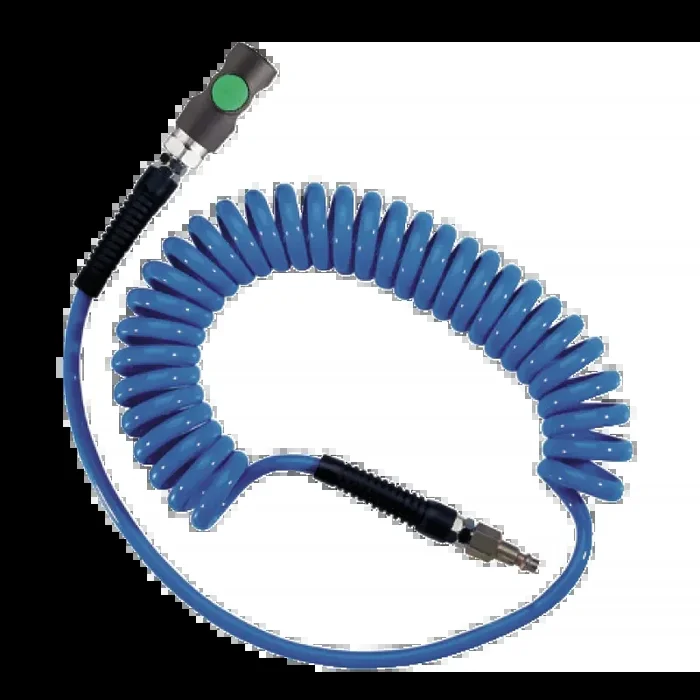 Tuyau spiralé en polyuréthane Prevost bleu 8 x 12 mm – 4 m avec raccord rapide de sécurité ESI 07