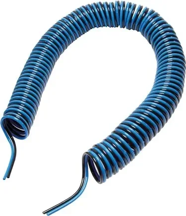 Tuyau spiralé PU 8 x 6mm 5,0mtr. Tuyau duo de travail (2 fois), sortie axiale