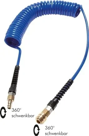 Tuyau spiralé PUR 12 x 8 mm avec raccord, longueur utile 7,5 m