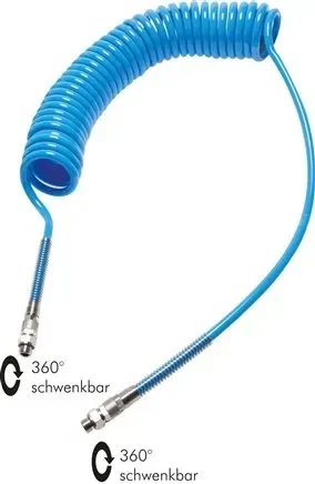 Tuyau spiralé PUR G 1/4&Prime;-6 x 4 mm, 3,0 mtr. de longueur de travail