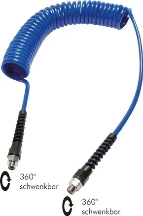 Tuyau spiralé PUR G 3/8&Prime;-15 x 9,5 mm, 7,5 mtr. de longueur de travail