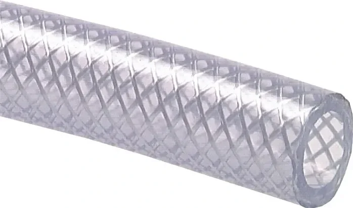 Tuyau tissé en PVC 25,4 (1&Prime;)x34,0mm, transparent, rouleau de 25 mtr