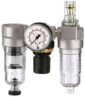 Unité de maintenance 3 pièces standard – mini / G 1/4 / 300 l/min / 0,5-10 bar avec réservoir en polycarbonate et