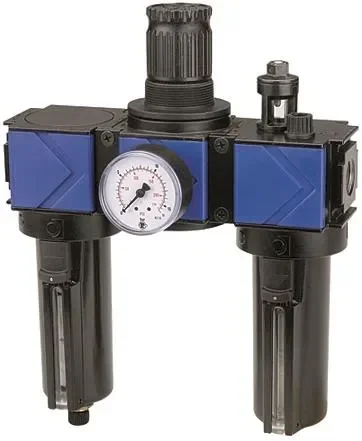 Unité de maintenance 3 pièces -variobloc- / G 3/8 / 1800 l/min / 0,5 – 10 bar / réservoir métallique avec manomètre