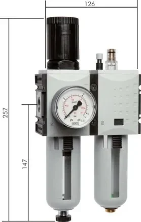 Unité de maintenance FUTURA, 2 pièces, G 1/2″, 0,5 – 10 bar, type 2, purgeur automatique des condensats