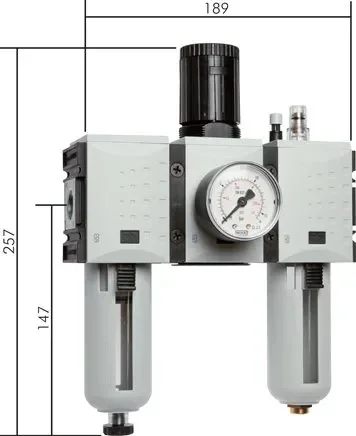 Unité de maintenance FUTURA, 3 pièces, G 1/2″, 0,5 – 10 bar, type 2, purgeur automatique des condensats, réservoir métallique