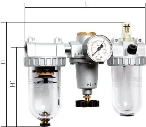 Unité de maintenance STANDARD, 3 pièces, G 3/8&Prime;, 0,5 – 10 bar, BG 1, purgeur automatique des condensats