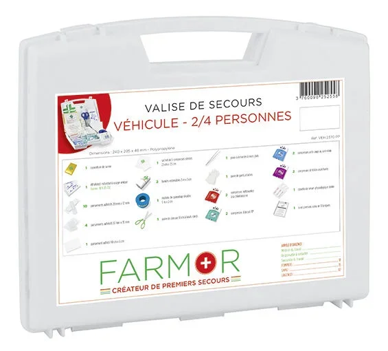 VALISE FARMOR VÉHICULE 2/4 PERSONNES + 2 ETHYLOTESTS -VEH2370PP