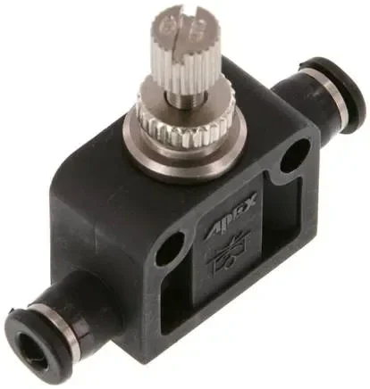 Valve d’étranglement à clapet de retenue, raccord enfichable de 3 mm