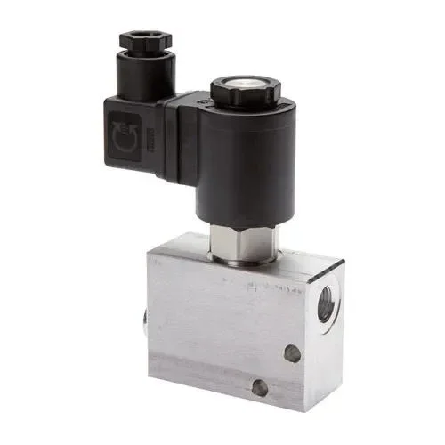 Vanne 2/2 voies, normalement fermée (NF), unilatérale 12 V=, 3/8″, jusqu’à 250 bar (aluminium)