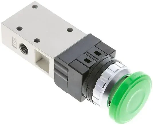 vanne 3/2 G 1/8&Prime;, bouton coup de poing vert