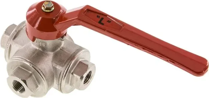 vanne à bille à 3 voies, laiton, perçage en L, G 1/4&Prime;, -0,9 à 55bars