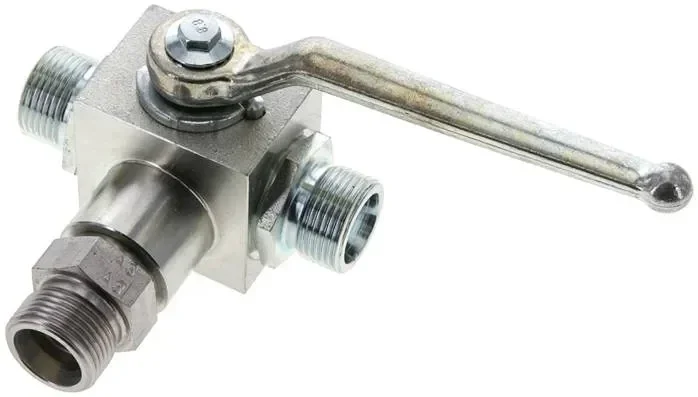 Vanne à bille haute pression à 3 voies, perçage en T, 14 S (M22x1,5), 0 à 500bars
