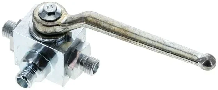 Vanne à bille haute pression à 3 voies, perçage en T, 6 L (M12x1,5), 0 à 315bars