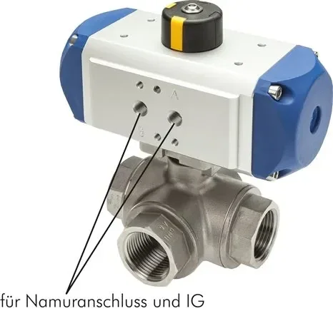 Vanne à bille pneumatique à 3 voies (T2), double effet, G 1-1/2″, ES