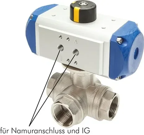 Vanne à bille pneumatique à 3 voies (T2), double effet, G 3/4″, MS