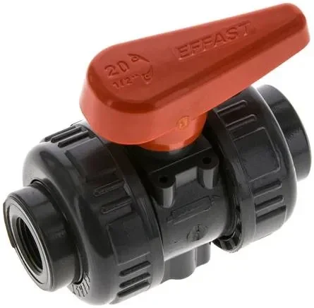 Vanne à bille, PVC-U / FKM, Rp 3/8″ (version industrielle)