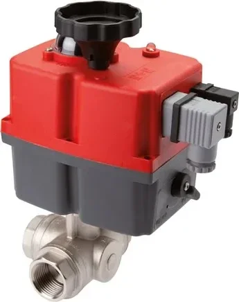 Vanne à boisseau sphérique électrique 3 voies (L), G 1″, 24 à 240 V (CA) / 24 à 135 V (CC), acier inoxydable – PN63