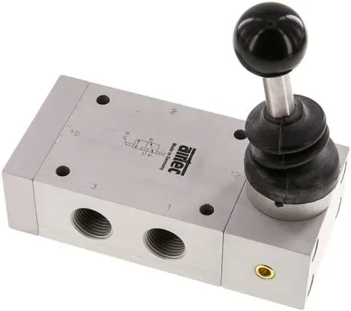 Vanne à levier manuel 3/2 voies, crantée, G 1/2&Prime;, levier manuel : acier inoxydable