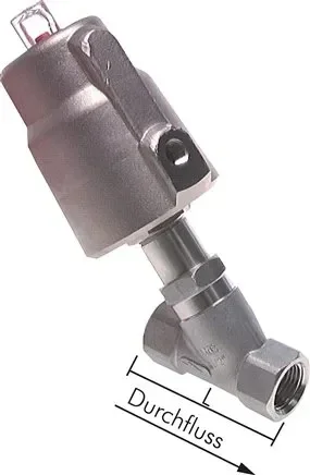 Vanne à siège incliné 1.4408, G 2″, ouverte, standard, acier inoxydable, 0 – 25 bar