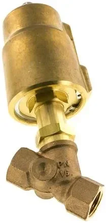 Vanne à siège incliné en laiton, G 1/2″, fermée, fermeture contre le débit du fluide, joint PTFE