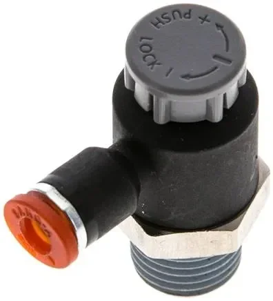Vanne d’étranglement compacte R 1/4″-4mm, à régulation d’air