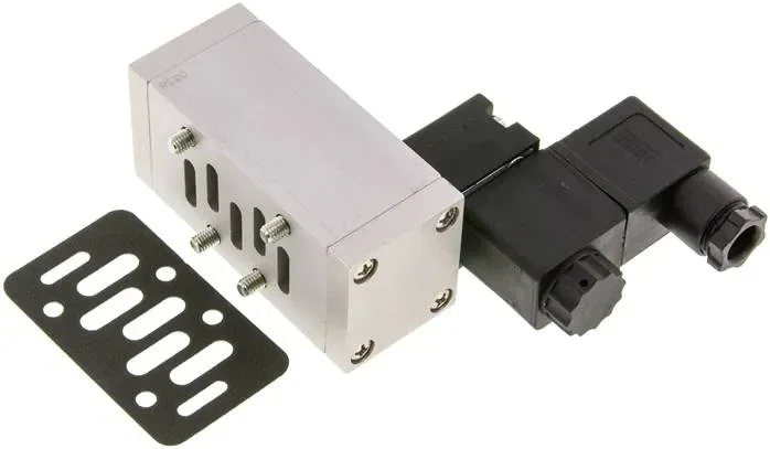 Vanne ISO (taille 1), 5/2 voies à rappel pneumatique, 230 V AC