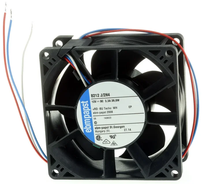 Ventilateur axial 8200 J ebm-papst 12 V dc, 222m³/h, 80 x 80 x 38mm, 39W