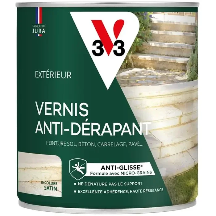 Vernis pour sol exterieur anti-derapant V33 satin incolore 2.5 L