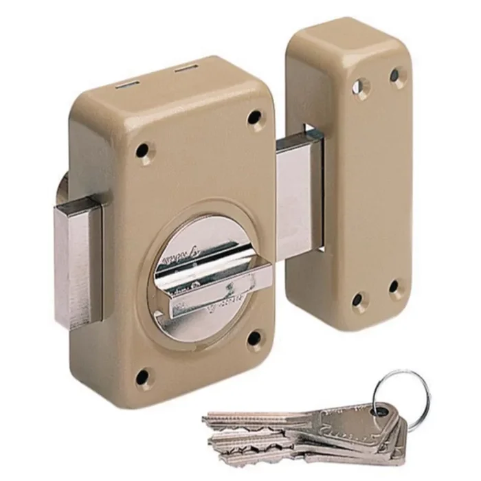 Verrou a bouton en applique V136 Vachette cylindre D23 pene 110 mm 3 cles