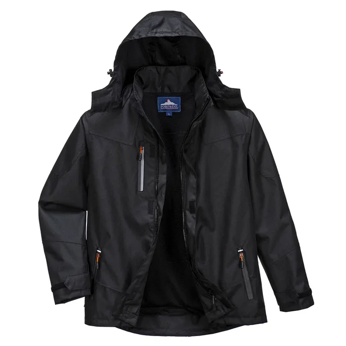 Veste de pluie Portwest S555, Respirant, Imperméable Unisexe, XL, Noire