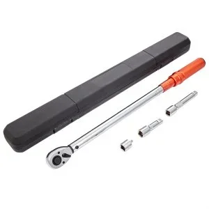 VEVOR 1/2&Prime; Clé Dynamométrique Mécanique Clé de Torsion 34-340 N.m Précision ±3% Clé à Cliquet Réglable 72 Dents Contre Surcouple avec Adaptateur 6,35 mm Rallonge 76,2/127 mm Kit d’Entretien Auto Moto