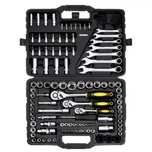 VEVOR 121PCs Coffret d&rsquo;Outils de Mécanicien Douilles 1/4&Prime; 3/8&Prime; 1/2&Prime; SAE Métrique