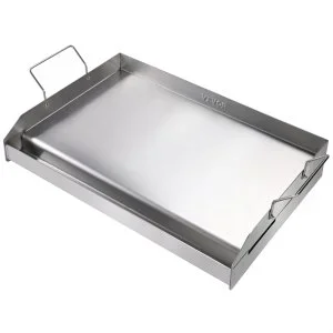 VEVOR 23.5 « x 16 » plaque chauffante à dessus plat en acier inoxydable barbecue à gaz 2 brûleurs argent