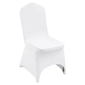 VEVOR 50pcs Couverture Housses de Chaise Mariage Housse de Chaise Blanche 50 Pièces Housse de Chaise Lycra sans Bras Polyester et élasthanne Front Cintré élastique Soirée Célébration Décoration