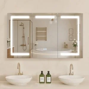 VEVOR Armoire Murale Salle de Bain avec Éclairage LED et Miroir 100 x 60 cm