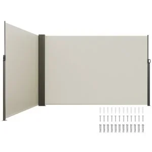 VEVOR Auvent Latéral Rétractable 200×600 cm Paravent Extérieur Imperméable Brise-Vue Tissu en Polyester 180 g/m² Pare-vent Écran de Séparation Résistant aux UV 30+ pour Jardin, Balcon, Terrasse, Beige
