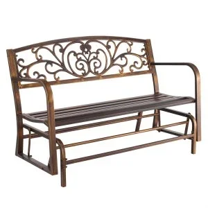 VEVOR Banc de jardin banquette d’extérieur acier carbone dossier en fonte 127 cm