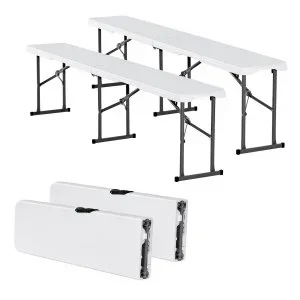 VEVOR Banc pliant en plastique banc d&rsquo;extérieur portable 2 PCS 1820 mm blanc