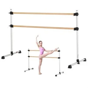 VEVOR Barre à ballet double barre de danse portable 1840 mm réglable en hauteur
