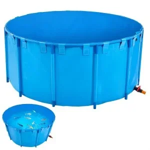 VEVOR Bassin Étang à Poissons Hors Sol Toile pour Élevage Carpes Koï 5000 L Bleu