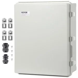 VEVOR Boîte de jonction électrique, 350x250x150 mm boîtier électrique plastique ABS couvercle à charnière, loquet en acier inoxydable, étanche IP67 à la poussière pour projets électriques extérieurs
