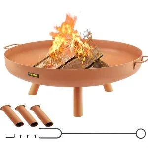 VEVOR Braséro Extérieur de Jardin Diamètre du Bol de 77 cm Bol de Feu Extérieur Acier au Carbone Durable Braséro Barbecue Baton de Bois de Chauffage Fourni pour Profiter de Rassemblements Chaleureux