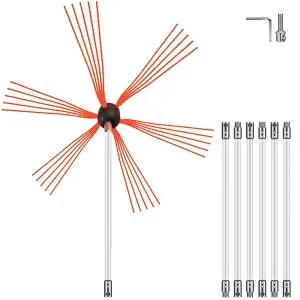 VEVOR Brosse de Cheminée de 7 Mètres Kit de Ramonage En nylon pour Poêle à Pellet pour Nettoyer Cheminées en Métal ou en Brique