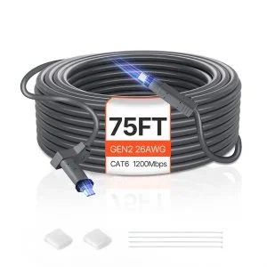 VEVOR Câble Starlink Standard Gen 2 Satellite V2 Rallonge Câble 22,86 m 26 AWG / 0.15 mm²
