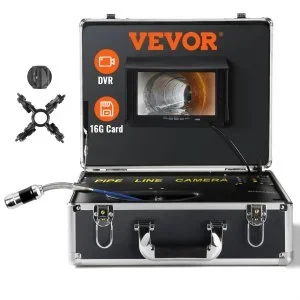 VEVOR Caméra Inspection Canalisation 30 m Endoscope d’Écran 17,8 cm avec Enregistreur Dvr Étanche IP68 12 Led Réglables Carte Sd 16 Go pour Conduit