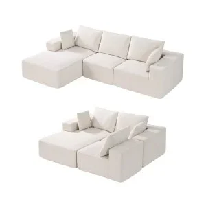 VEVOR Canapé sectionnel modulaire en forme de L avec méridienne et coussin beige