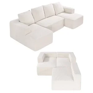 VEVOR Canapé sectionnel modulaire en forme de U avec méridienne et coussin beige