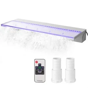VEVOR Cascade Lame d’eau Cascade de Piscine Fontaine à Eau de Piscine 89 x 8,1 x 20,3 cm 17 Couleurs Led Kit de Chute d’eau de Piscine